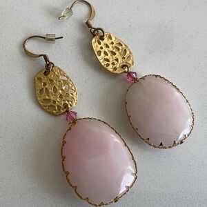 Elegant Pink and Gold Dangle Earrings